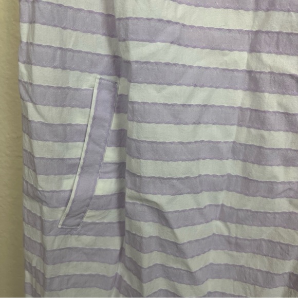 Southern Tide Corrine striped purple/white shift dress/fringe hem-woman’s small - Picture 6 of 11
